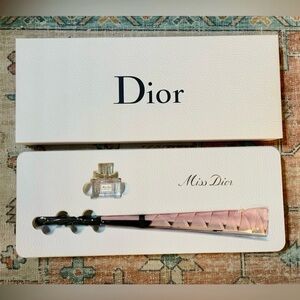 NIB DIOR Miss Dior Set Pink Folding Fan & Mini Perfume Limited Edition RARE